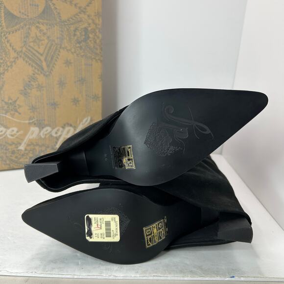 New Free People Felicity Foldover Suede Pull On Boot Black Women's 9.5 NWB - Picture 7 of 11